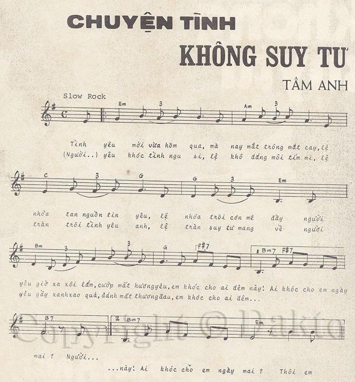 Sheet nhạc Chuyện Tình Không Suy Tư